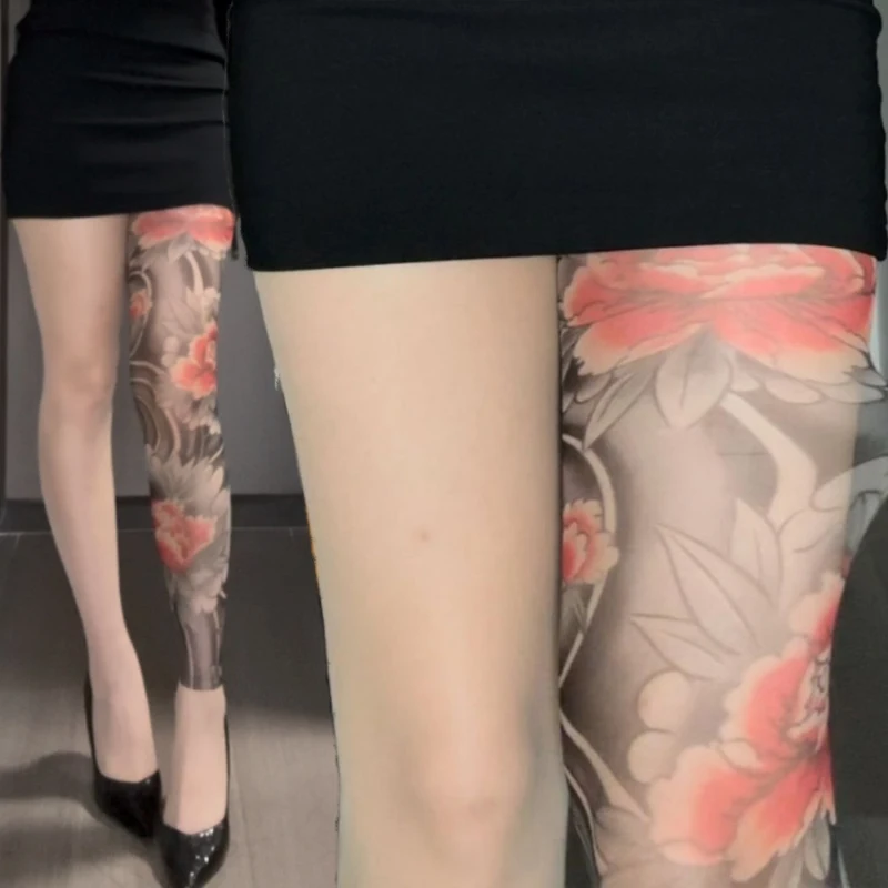 

Sexy Printed Tattoo Tights Women Stockings Patterned Mesh Pantyhose Sheer Leggings Imitation Tattoo Print Hip-Pop Gothic Tights