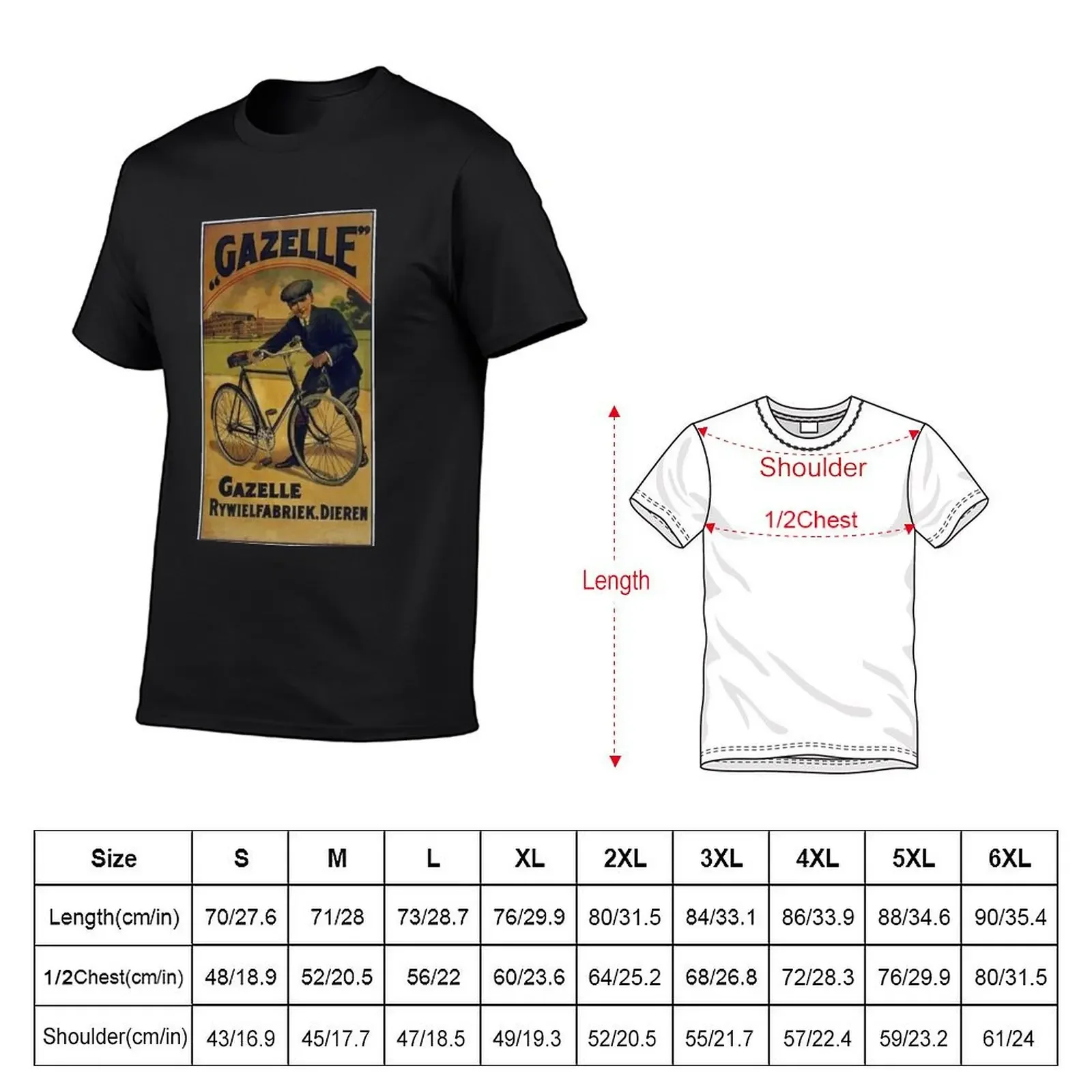 Vecchio annuncio Gazelle bicicletta T-shirt grafica magliette grafiche magliette grafiche da uomo