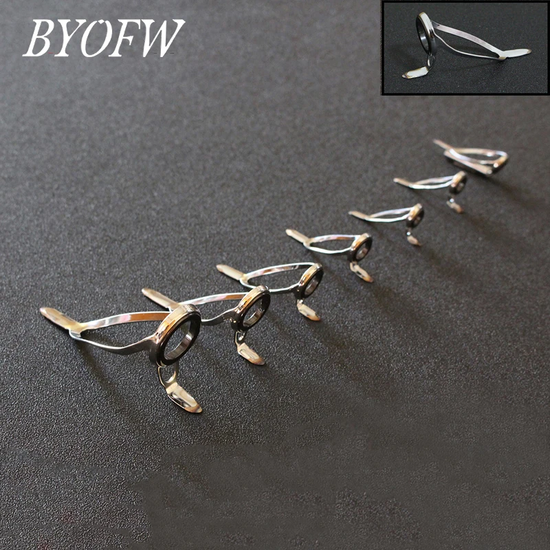 

BYOFW 7 PCS/bag Stainless Steel Ceramics Boat Eye Line Ring Fishing Rod Guide Pole Building Repair DIY Replacement Accessories