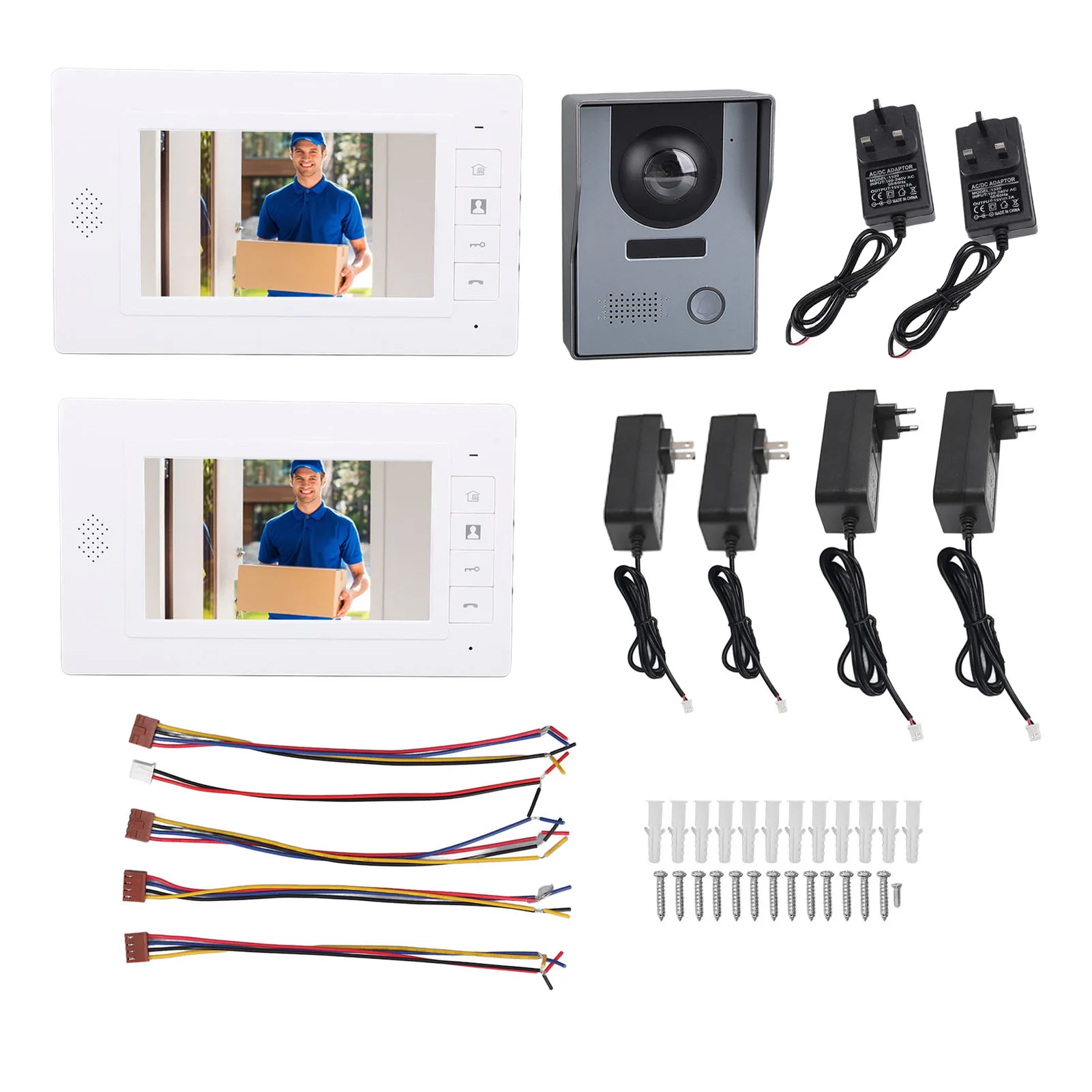 Video Intercom System Video Door Phone Kit 120º Wide Angle Camera Stable Connection Clear Display Two Way Intercom for Offices
