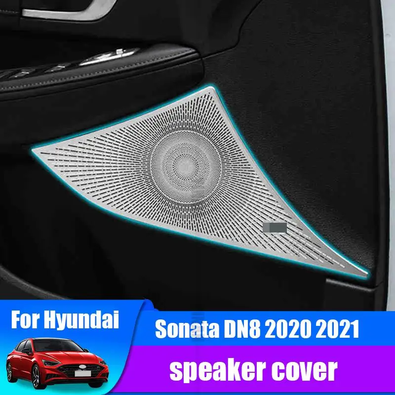 for Hyundai Sonata DN8 2020 2021 Car Door Audio Horn Stainless Steel Retrofit Cover Upgrade Decorative Interior