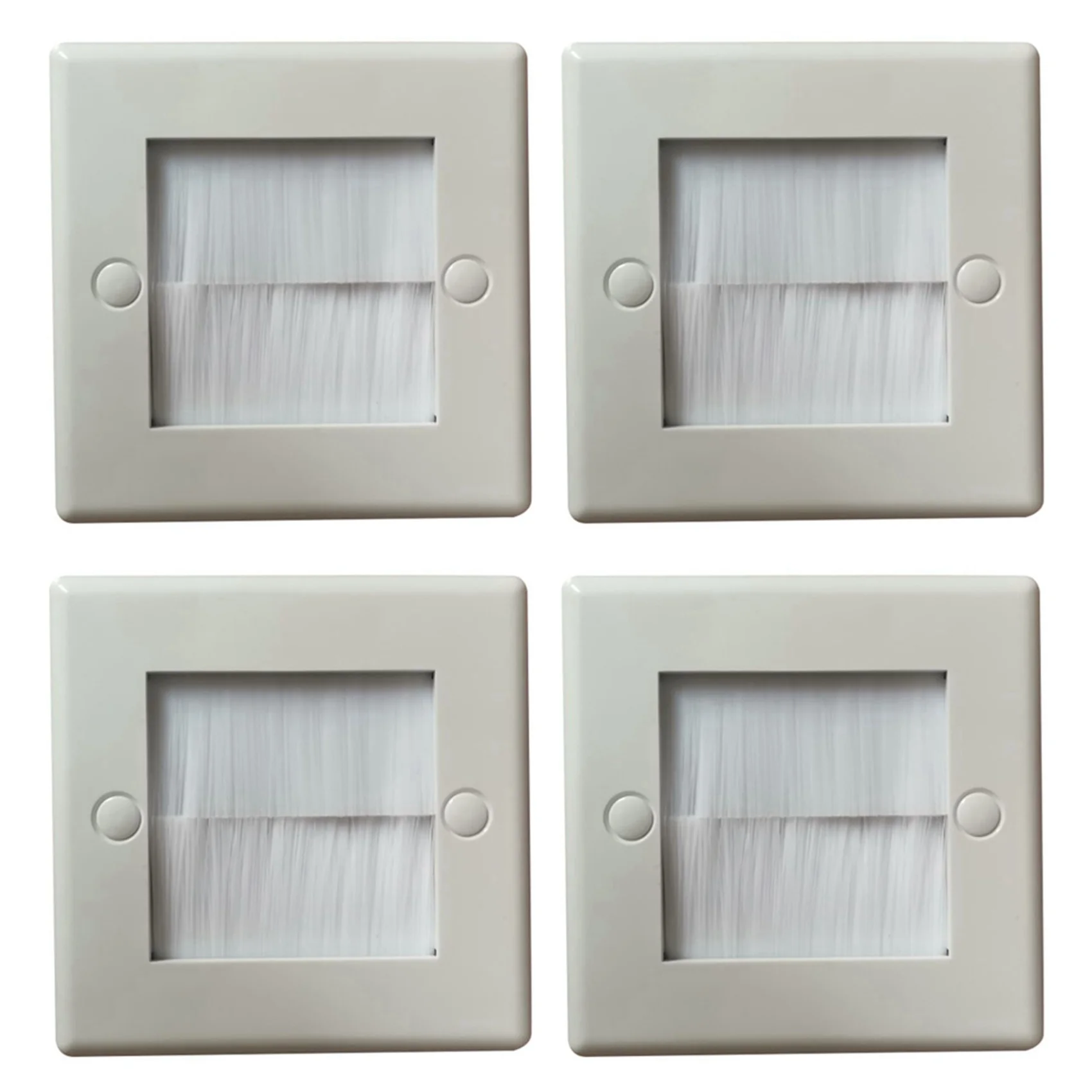 

BHBD-4Pcs Flush Brush Wall Plate Brush Single 1 Gang Wall Outlet Cable Entry Plate Tidy Mount Face Plate Wall Plate White