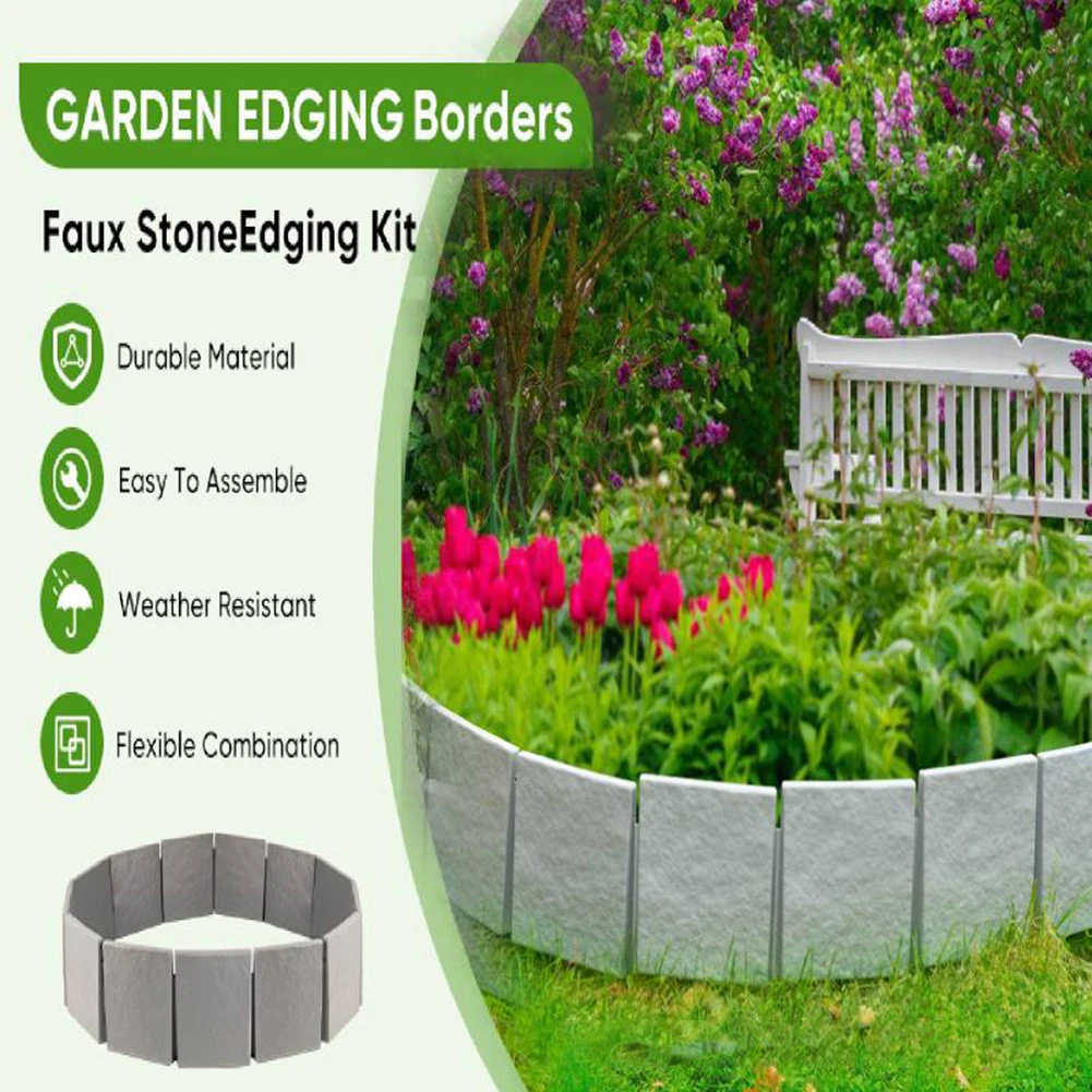 حواف الحجر المقلد تحمي النباتات من ضرر الربط سياج مرن البستنة أدوات الحدائق الحجرية المقلدة