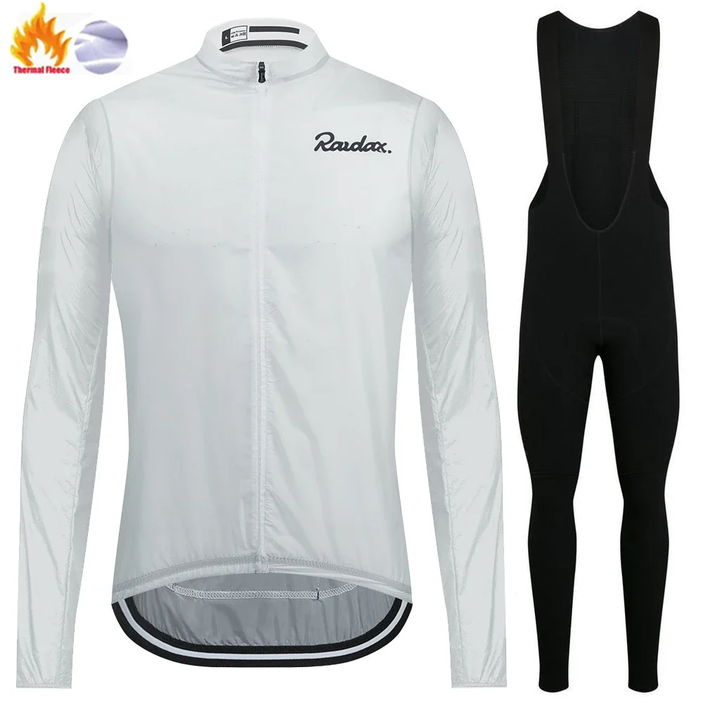 Raudax Autumn and Winter Windproof Fleece Men's Long Sleeve Suit Cycling Clothing Mountain Bike Warm Road Bike Sportswear Jacket view 2