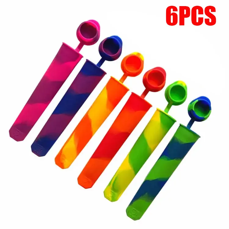 

6pc/lot Summer Popsicle Maker Lolly Mould DIY Food-Grade Silicone Ice Cream Pop Mold Ice Lolly Ice Cube Mould Random Color