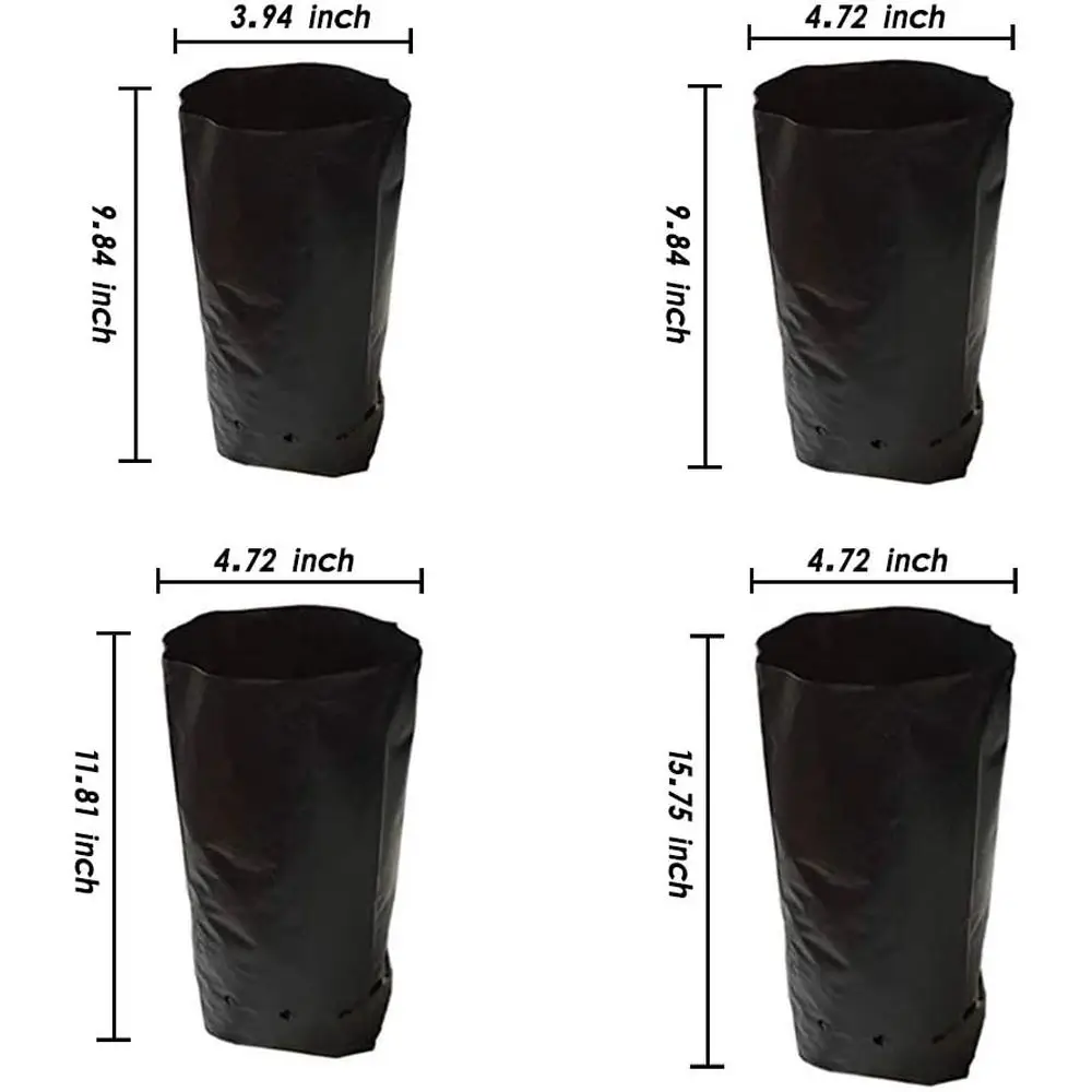 100 PCS Thicken Plastic Nursery Bags Lower Grow Bags Seedling Pots 6.69x11.81 in