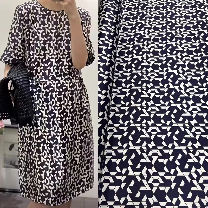 

Модное платье-рубашка из шелка в клетку со стразами, стрейчевая саржевая ткань, дизайнерская Роскошная брендовая дизайнерская рубашка с цифровым принтом, свободная швейная ткань