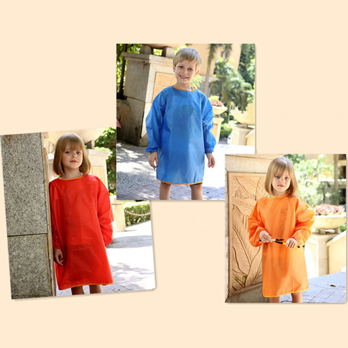 

Kids Painting Apron Waterproof Long Sleeve Art Smock 130-150Cm Blue Reusable Child Craft Vest For Drawing Painting