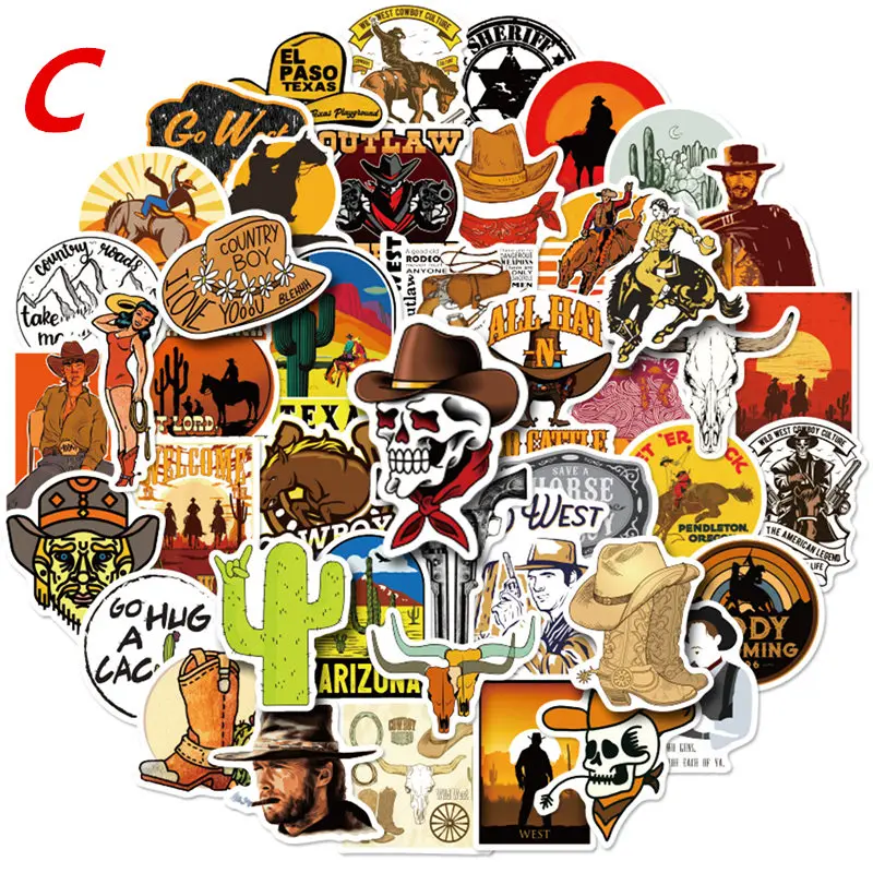 50Pcs Cartoon Western Cowboy Red Dead Graffiti Sticker Fiets Skateboard Auto Helm Laptop Computer Groothandel