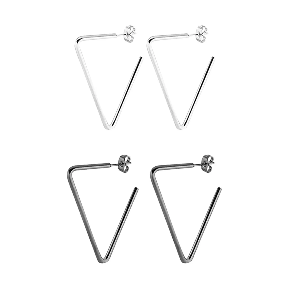 

4 Pcs Titanium Steel Earrings Exquisite Triangle European Fashion Eardrop Jewelry