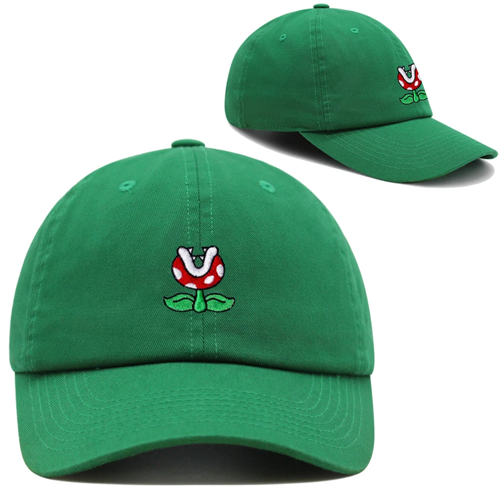 Piranha Plant Dad Hat Embroidered Cartoon Cute Mushroom Baseball Cap Woman Summer Cotton Sun Hat Man Trucker Hats