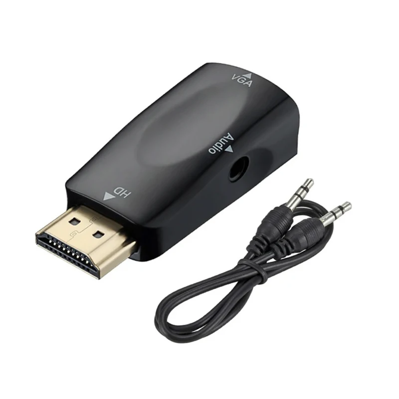 1080P/720P HD to VGA Male to Female Video Audio Converter HDMI-compatible D-Sub Adapter with 3.5mm Cable