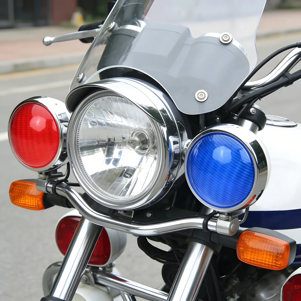

1 Set Flashing Red Blue Police Lights For Motorcycle 12V Patrol Beacon Strobe Lights LED Stroboscopes Round