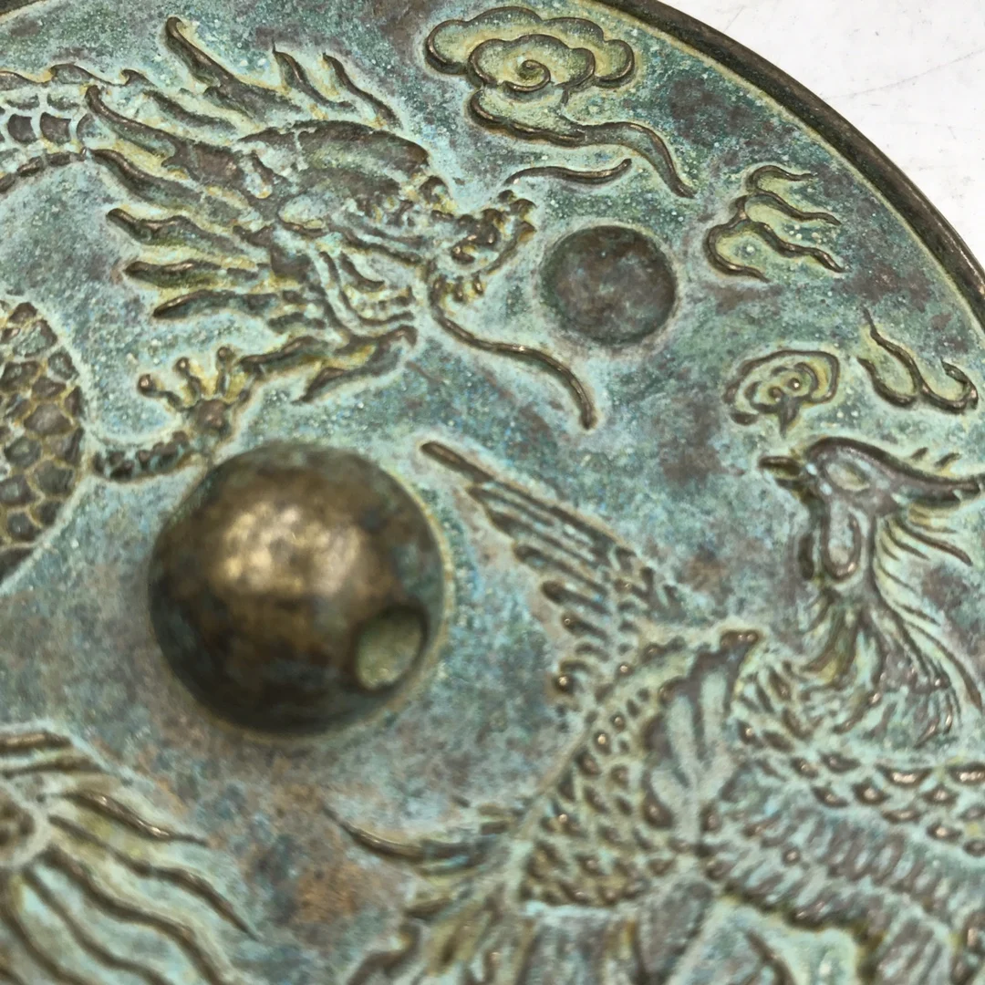 China ancient Bronze mirror Dragon and Phoenix design fengshui safety decoration mirror Home decor metal crafts