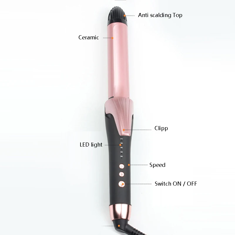 360 degree rotating wire nano ceramic hair curlers 2 in 1ceramic curling iron display electric Curling iron Hair salon tool