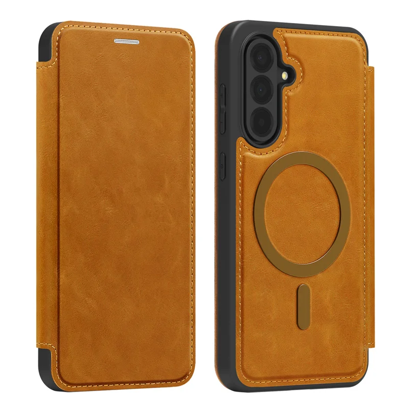 

Luxury PU Leather Magnetic Flip Bracket Case For Samsung Galaxy A56 A36 A16 A55 A35 A15 5G For Magsafe Slot Wallet Protect Cover