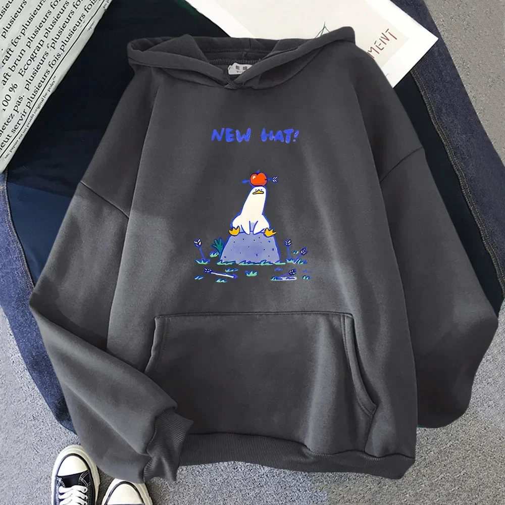 New Hat Graphic Hoodie I'm Sick of Everything Sweatshirt Women Kawaii Clothes Cute Duck Top Anime Casual Winter Fleece Coats Men