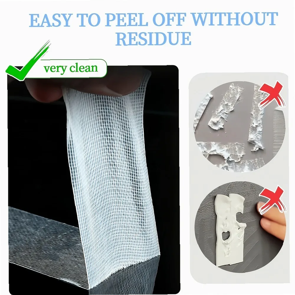4 Rolls Strong Double Sided Tape Heavy Duty Cloth Mesh Adhesive for Carpet, Rugs, Wallpaper, Balloons, Office Fixing