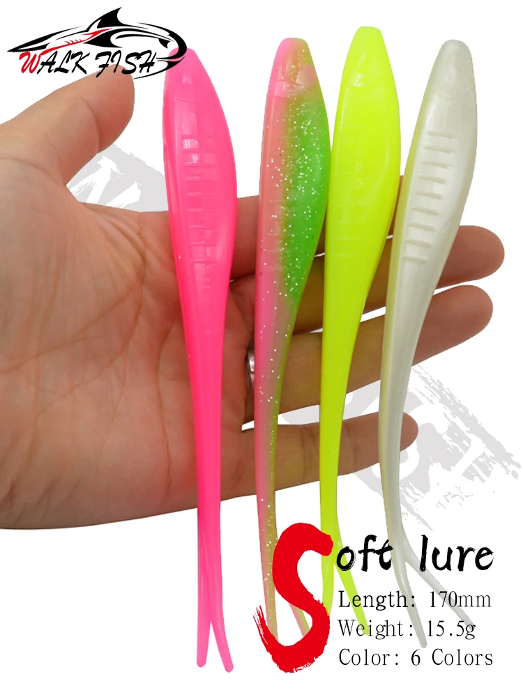 WALK FISH 170mm 15.5g 3szt Drop Shotting Soft Bait V-shape Split Tail Fishing Lure Swimbait Worm Freshwater Fishing Tackle lure — zdjęcie 2
