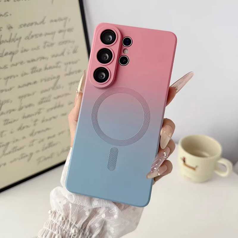 Gradient Wireless Charging Phone Case For Samsung Galaxy S26 Ultra S20 S21 S22 S23 S24 S25 Plus FE Lens All Inclusive Protective