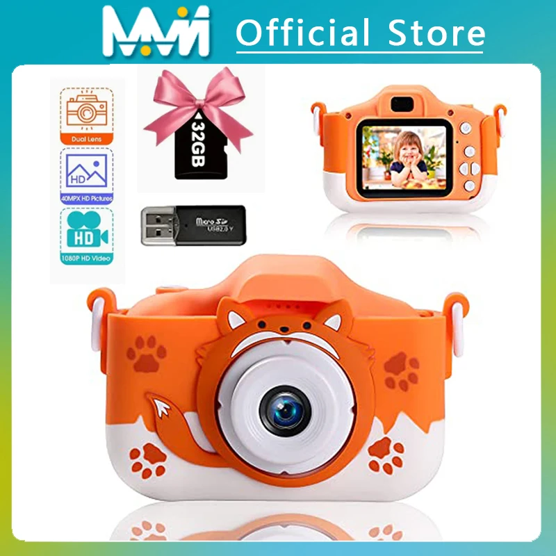 HD 1080P Kids Digital Camera 20MP Children Camera with USB Charger Built-In Game Camera Shockproof Silicone Protection Cover