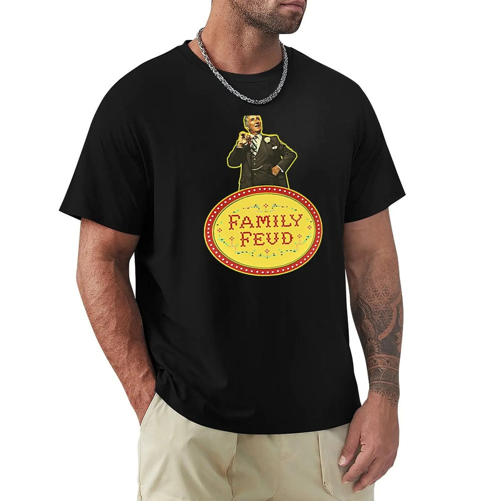 Family Feud Richard Dawson T-Shirt Big Size Crew Neck T-Shirt