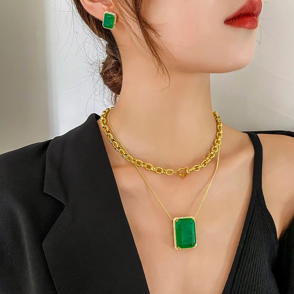 14K Gold Huge Emerald Pendant Sterling Silver Party Wedding Pendants Chocker Necklace For Women Bridal Engagement Jewelry view 3