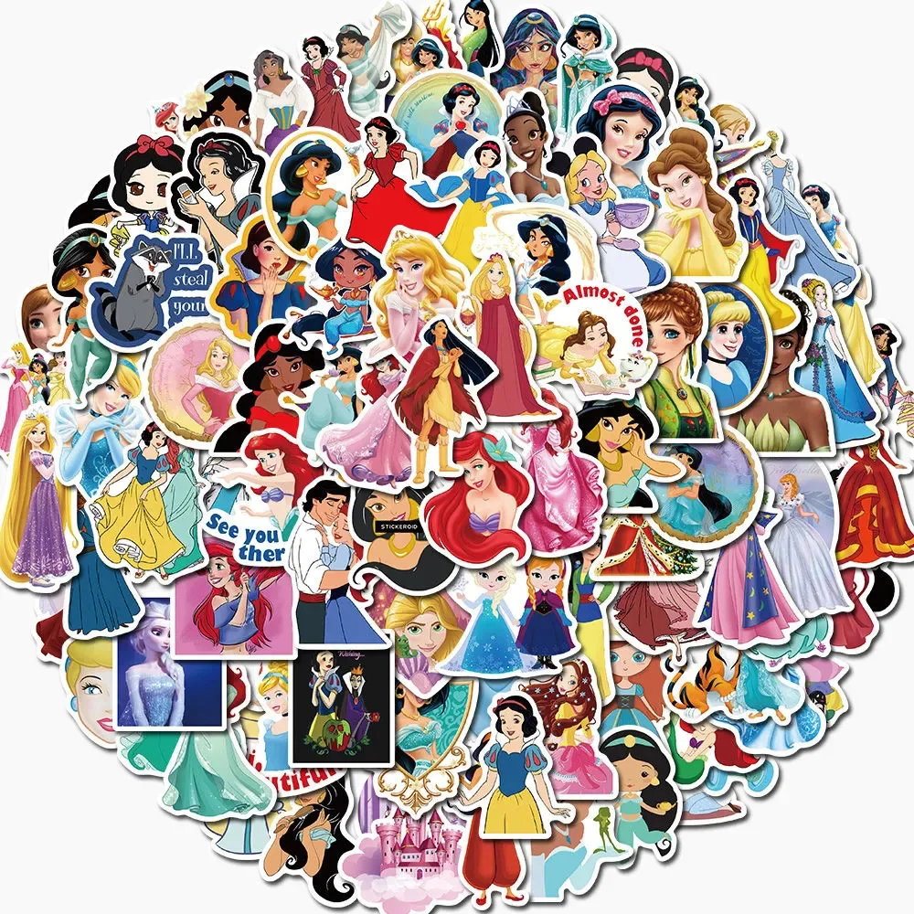 

10/30/50/100pcs Disney Cartoon Princess Stickers Aesthetic Decals Toys Waterproof DIY Stationery Laptop Phone Cute Anime Sticker
