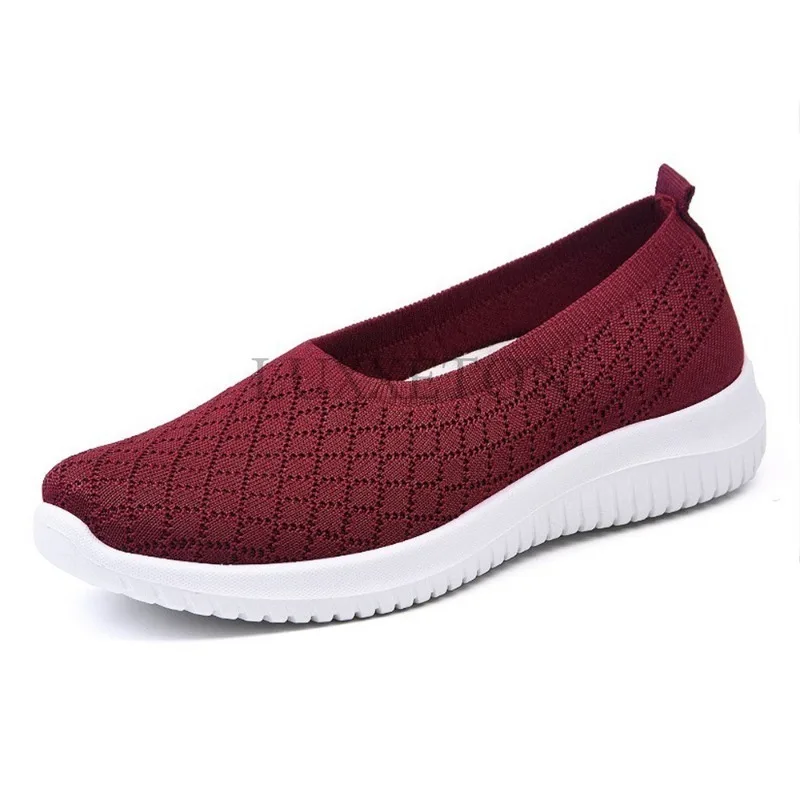 Ladies Summer Comfortable Plus Size Ladies Mesh BreathableSports  Socks Ladies Light Casual Sports Shoes Flat Ladies Loafers