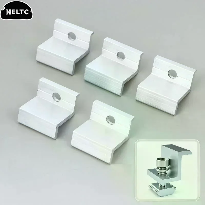 5/10Pcs For Aluminum Alloy Solar Panel End Clamps For PV Module Racking Mount System Accessories Photovoltaic Mounting
