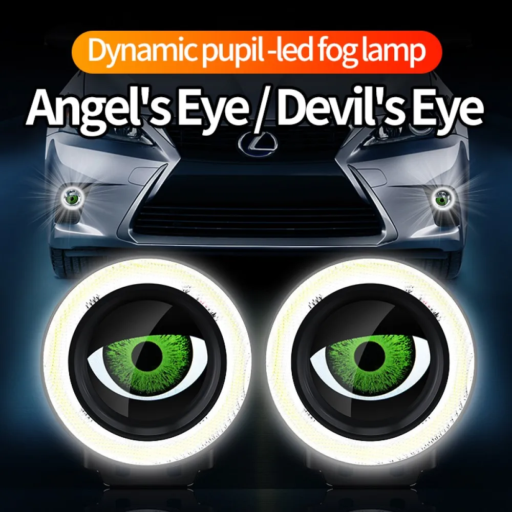 2pcs Devil Eyes LED 3D Lens 3 Inch for 12v Car Foglight Modification WIFI Control Eyes Retrofit Kits Fitting Car Light Accessori