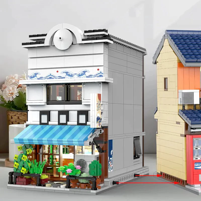 日本の寿司屋レストランビルディングセット 1665 個アパートストアモデルモジュラービルディングブロック大人クリスマスおもちゃギフト