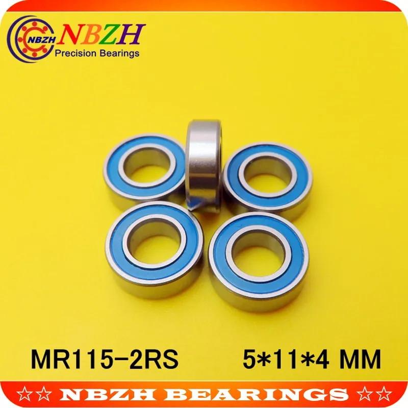 NBZH Sale Price  Free Shipping 10 pcs High quality  ABEC-5 Z2V2  MR115-2RS ABEC-5 5*11*4 mm Ball Bearings MR115RS L1150