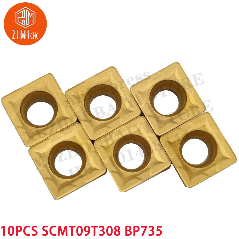 10 piezas SCMT09T308 BP735 Inserto de carburo SCMT32.52 Inserción de torneado de cilindro interno Herramienta CNC Torno de metal Herramienta de corte mecánica