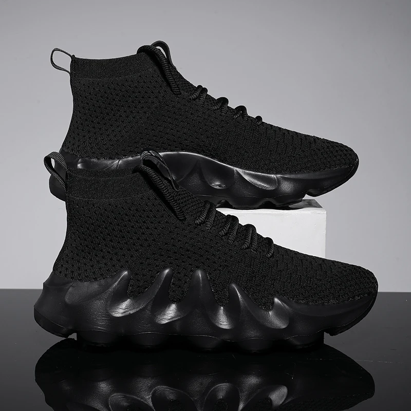 INS Mens High Top Sock Sneakers Mesh Breathable Running Shoes for Men Ultra Light Summer Outdoor Fashion Zapatillas Arrivals