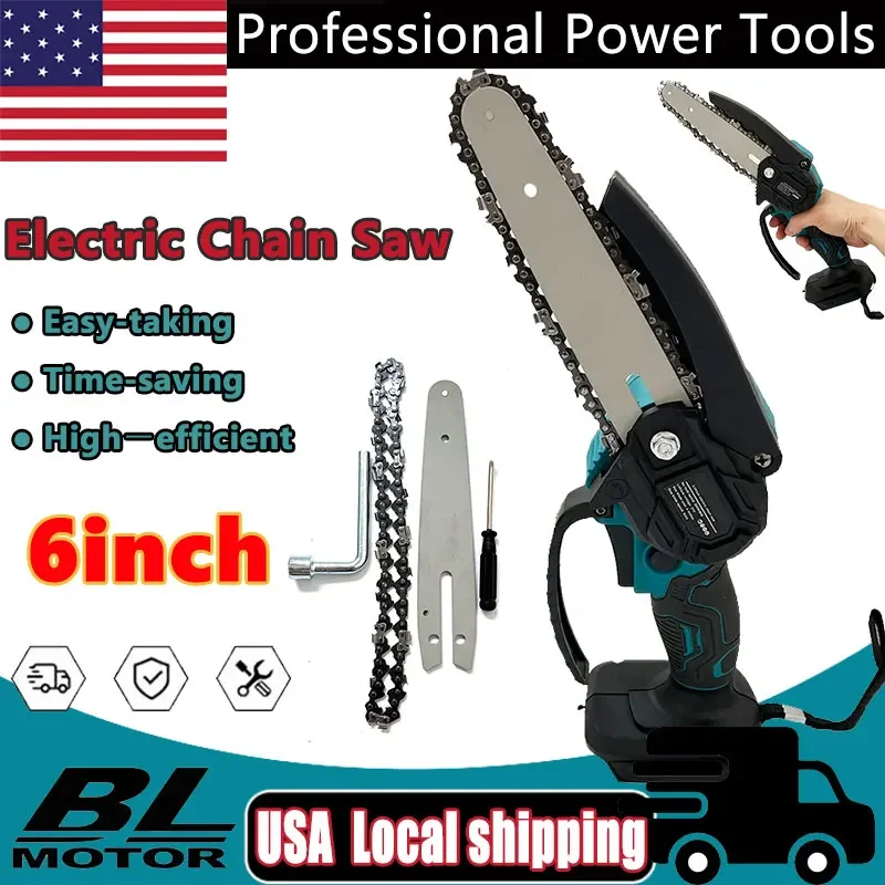 

Fit Makita 6 Inch Chain Saw Electric Saw Handheld Portable Wood Logging Chainsaw Garden Pruning Wood Power Tool for 18V Battery