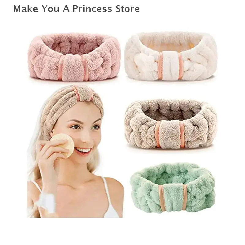Wash Face Headbands For Women Coral Fleece Hair Bands Cuff Waterproof Bands Absorbent Wristbands Head Band Hair Accessories Set