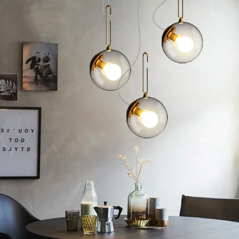 Industrial Wind Glass Pendant Light Retro Bar Cafe Restaurant Hanging Lamp Modern Home Living Room Kitchen Decor Light Fixtures