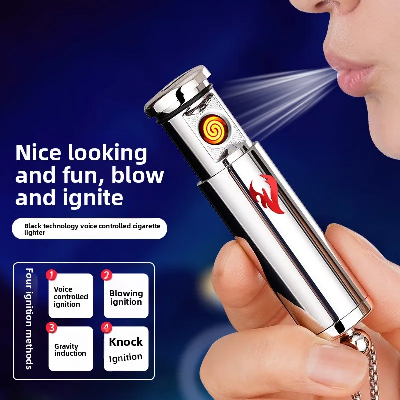 Creative Intelligent Voice Controlled Ignition Tungsten Wire Lighter Necklace Exquisite USB Charging Windproof Cigarette Lighter