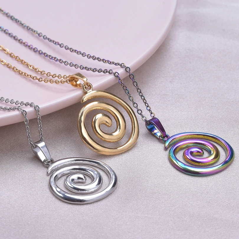 1Pc Grunge Jewelry Stainless Steel Swirl Necklace Goth Fashion Accessories Cute Punk Necklaces No Fading Ornaments Gifts