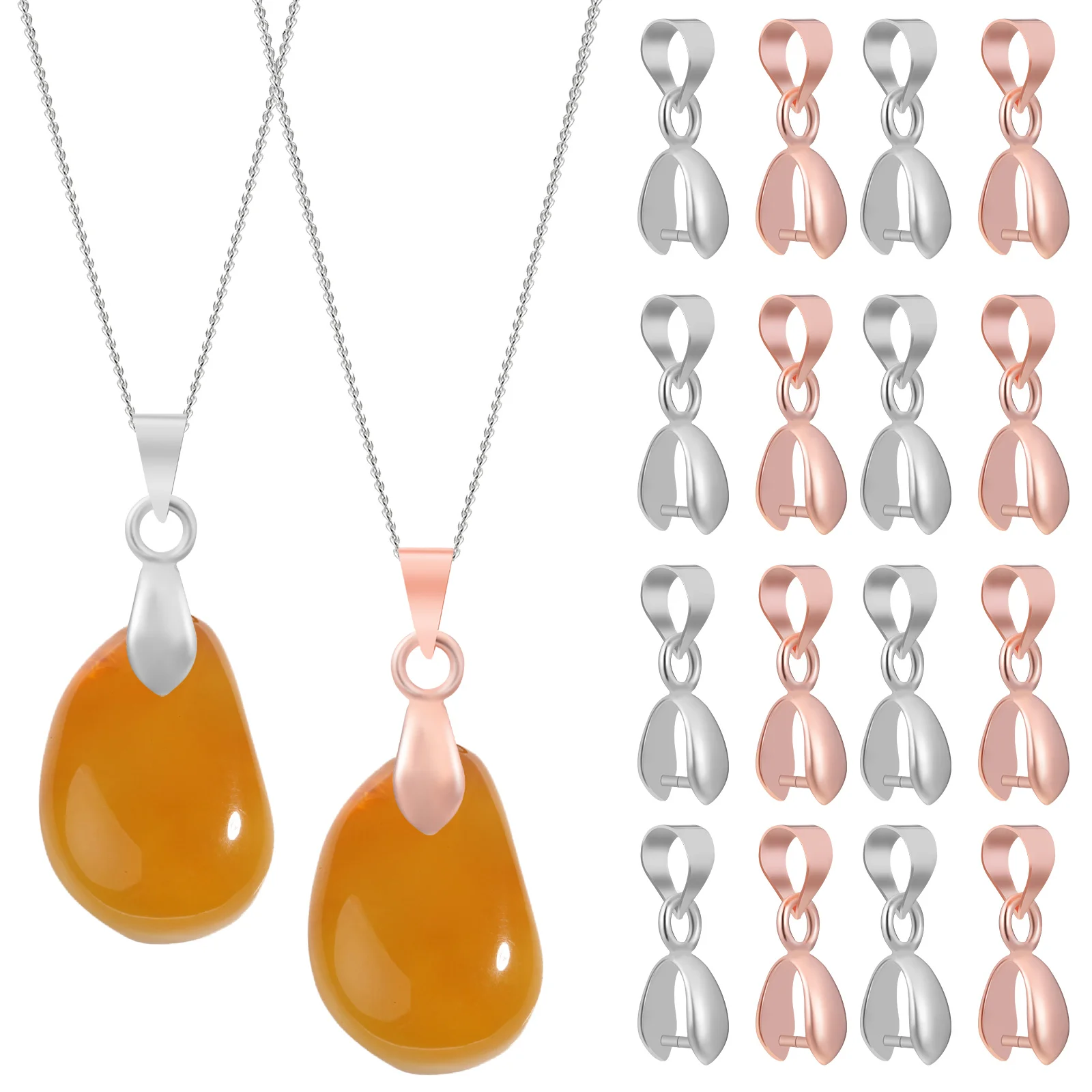 

100Pcs Pendant Connector Clasps Alloy Bail Buckles for DIY Necklace Jewelry Crafting Bead Pendant Accessories Alloy Clasps