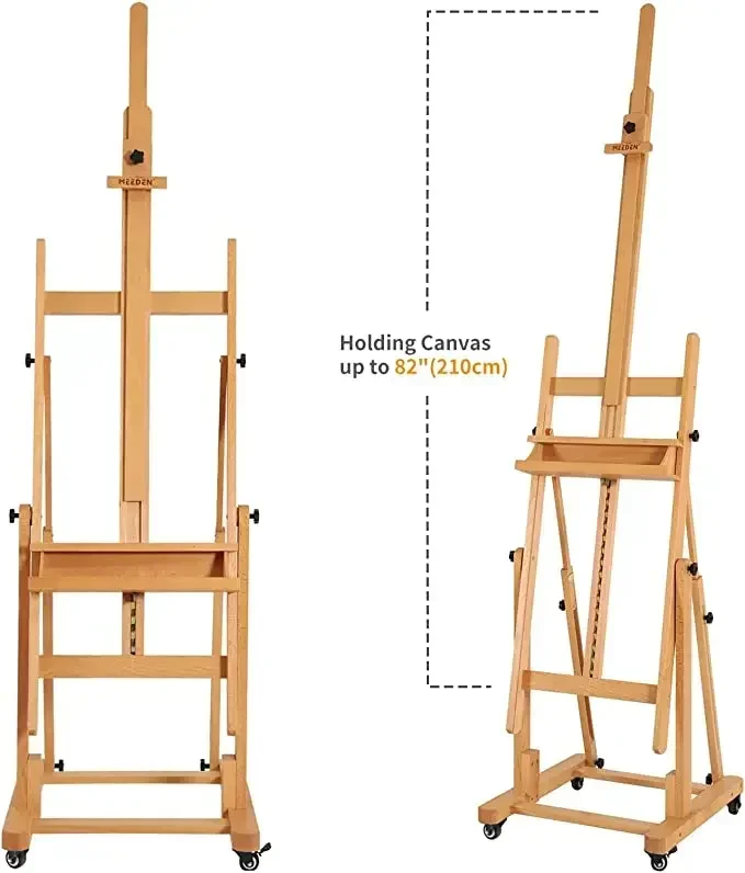 MEEDEN Professional Artist Easel Extra Large Heavy-Duty H-Frame Studio Easel Solid Beech Wood Stand for Painting Art