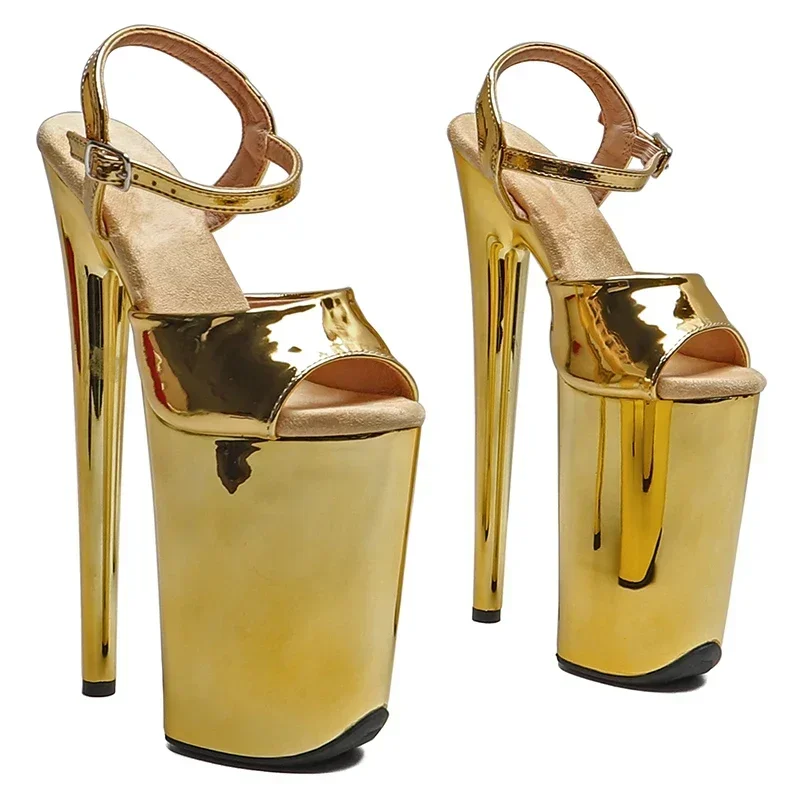 Leecabe 23CM/9inches PU upper trend fashion electroplating  Platform  High Heels Sandals stripper heel Pole Dance shoes