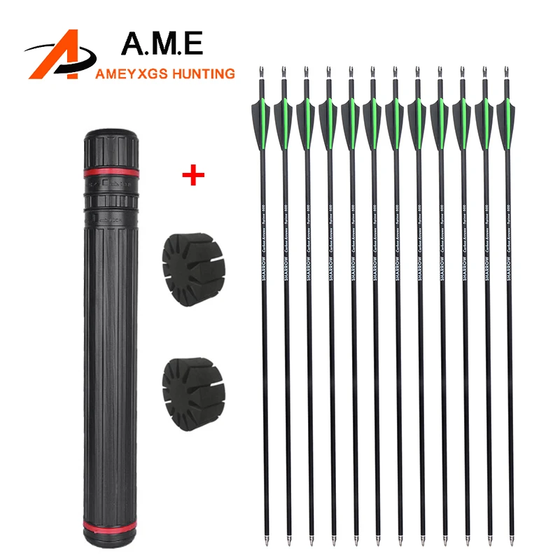 

12 Pcs Carbon Arrow 30.5inch Archery SP500 Mixed Carbon Arrow Quiver Foam Arrow Divider Compound Bow Longbow Recurve Shooting