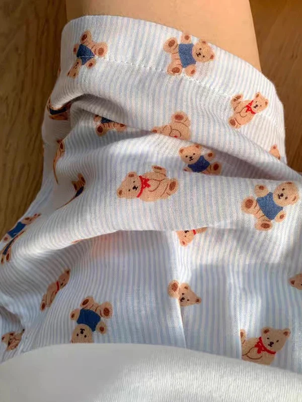 

Summer Cartoon Print Loose Casual Thin Short Home Pants Women's Comfortable Breathable High Waist Straight Leg Trousers