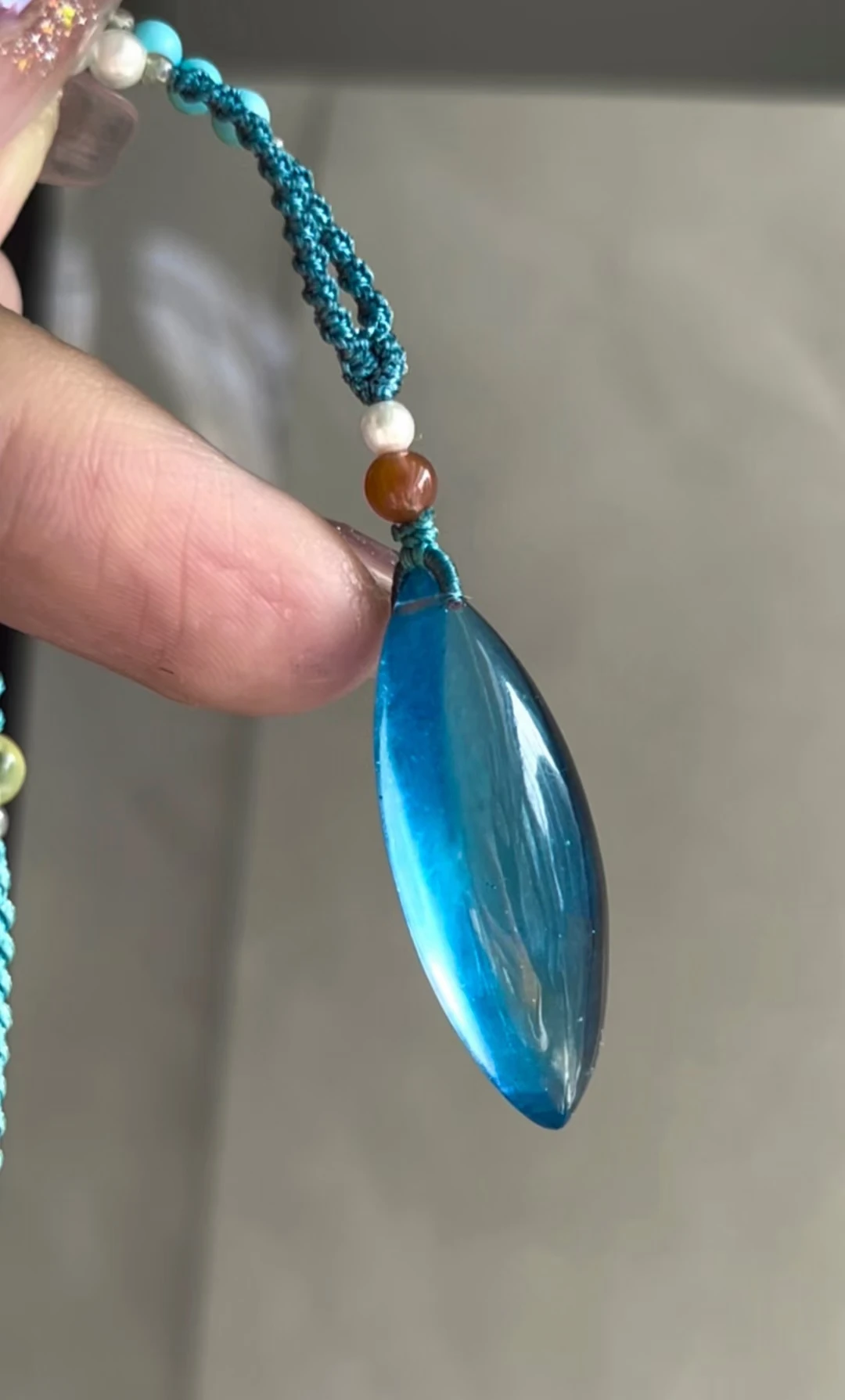 Natural Blue Aquamarine Water Drop Pendant Round 34x12.3x10mm Women Fashion Bead Aquamarine Blue Rare 18K Gold Necklace AAAAA