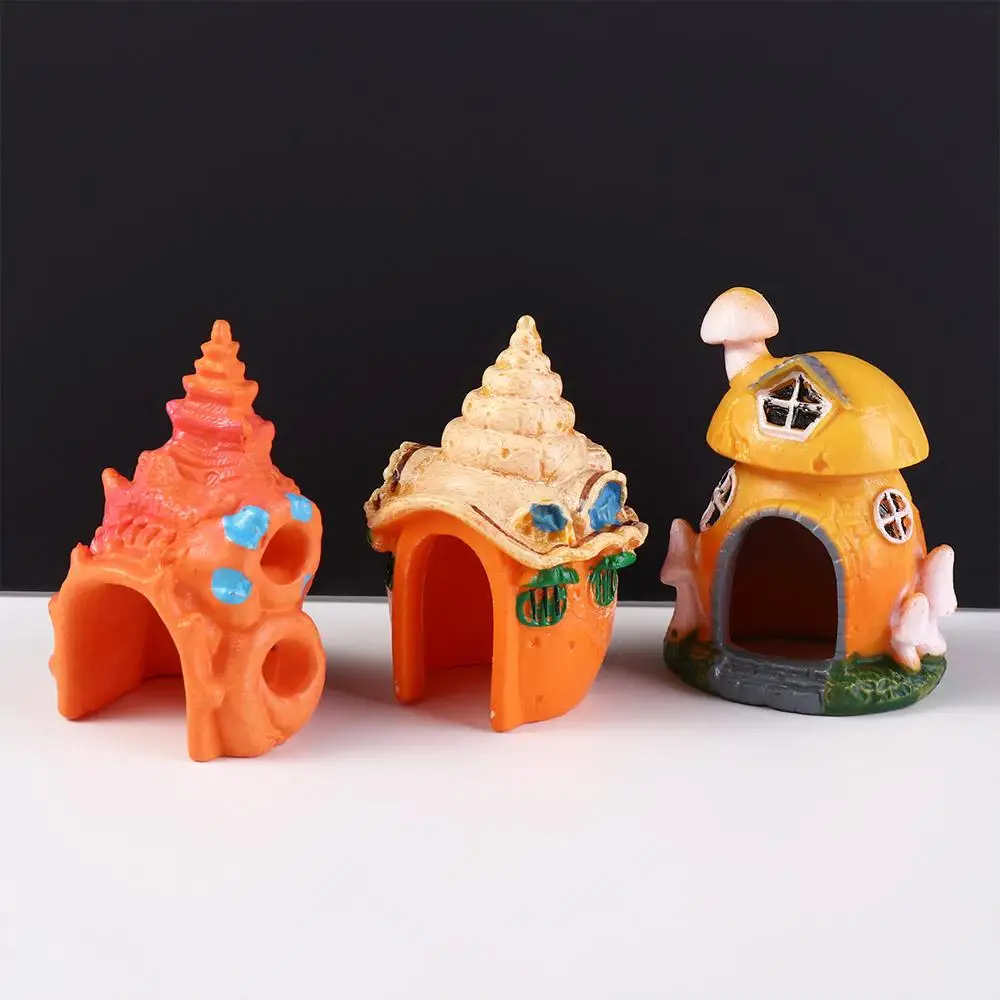 Aquarium Accessories Decorative Mushroom Conch House PVC Mini Fish Shrimp Hiding Shelter Simulation Conch Ornaments Fish Tank