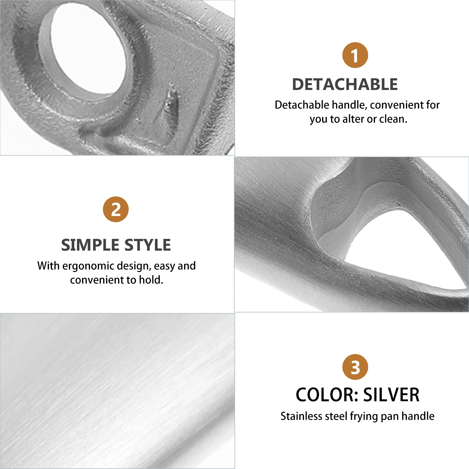 

Household Stainless Steel Pot Handle Detachable Non Slip Heat Resistant Anti Scalding Pan Handle Replacement Kitchen Supply