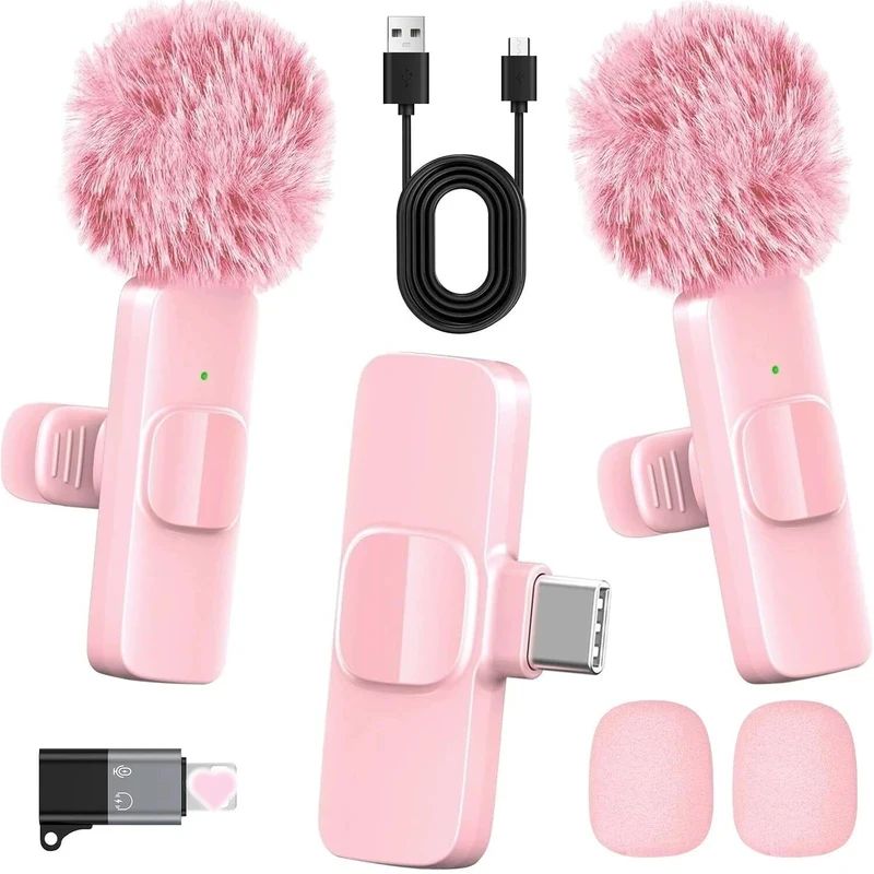 

Pink K9 Portable Wireless Lavalier Microphone – Noise Reduction for iPhone/Android, Vlog & Video Recording