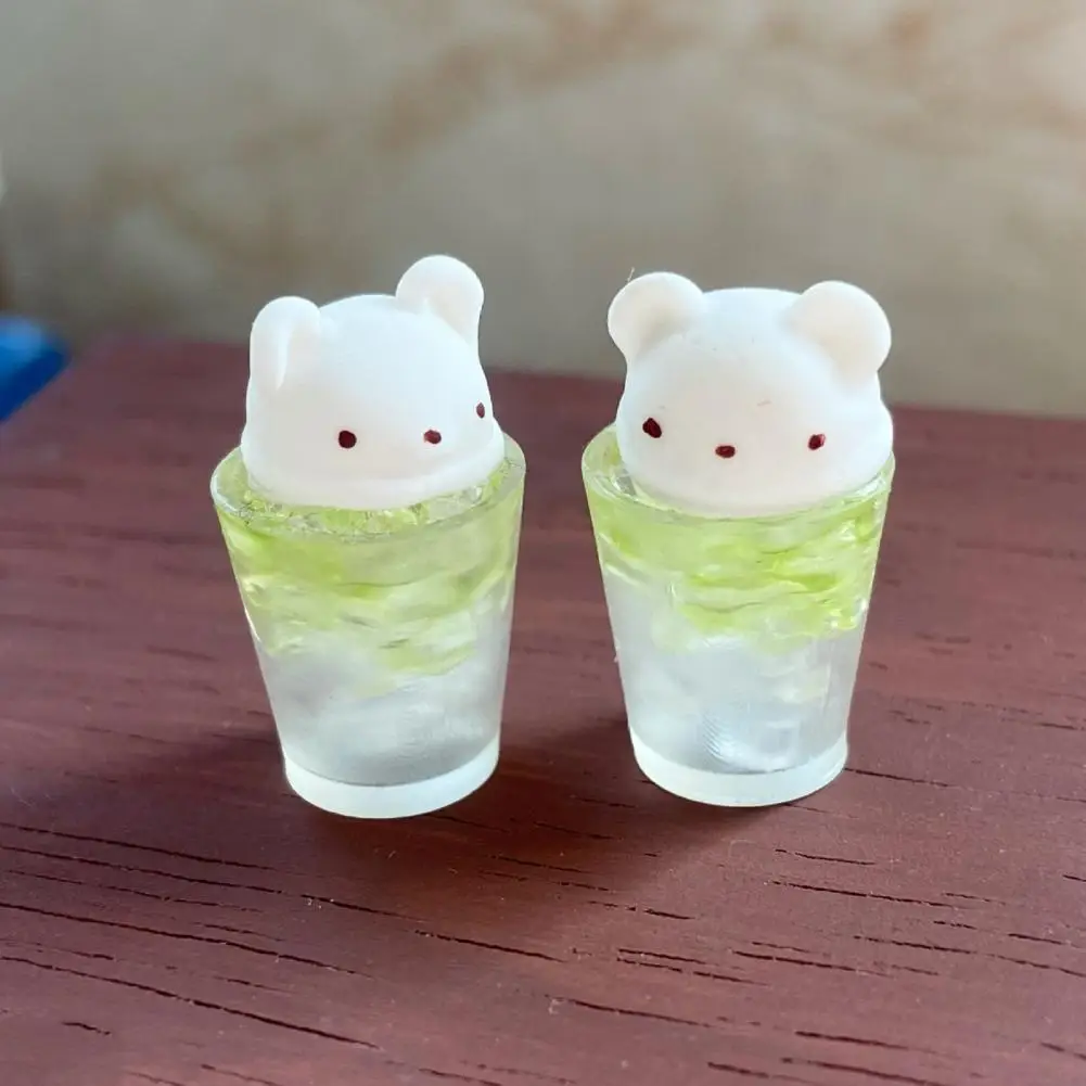 Miniature Ice Drink Decoration Miniature Bear Ice Drink Resin Model Simulated Dessert Ornament for 1/6 1/8 1/12 Dolls Mini